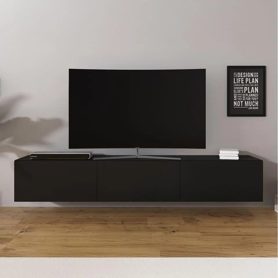 Meubella - TV-Meubel Bonzo - Mat Zwart - 180 cm