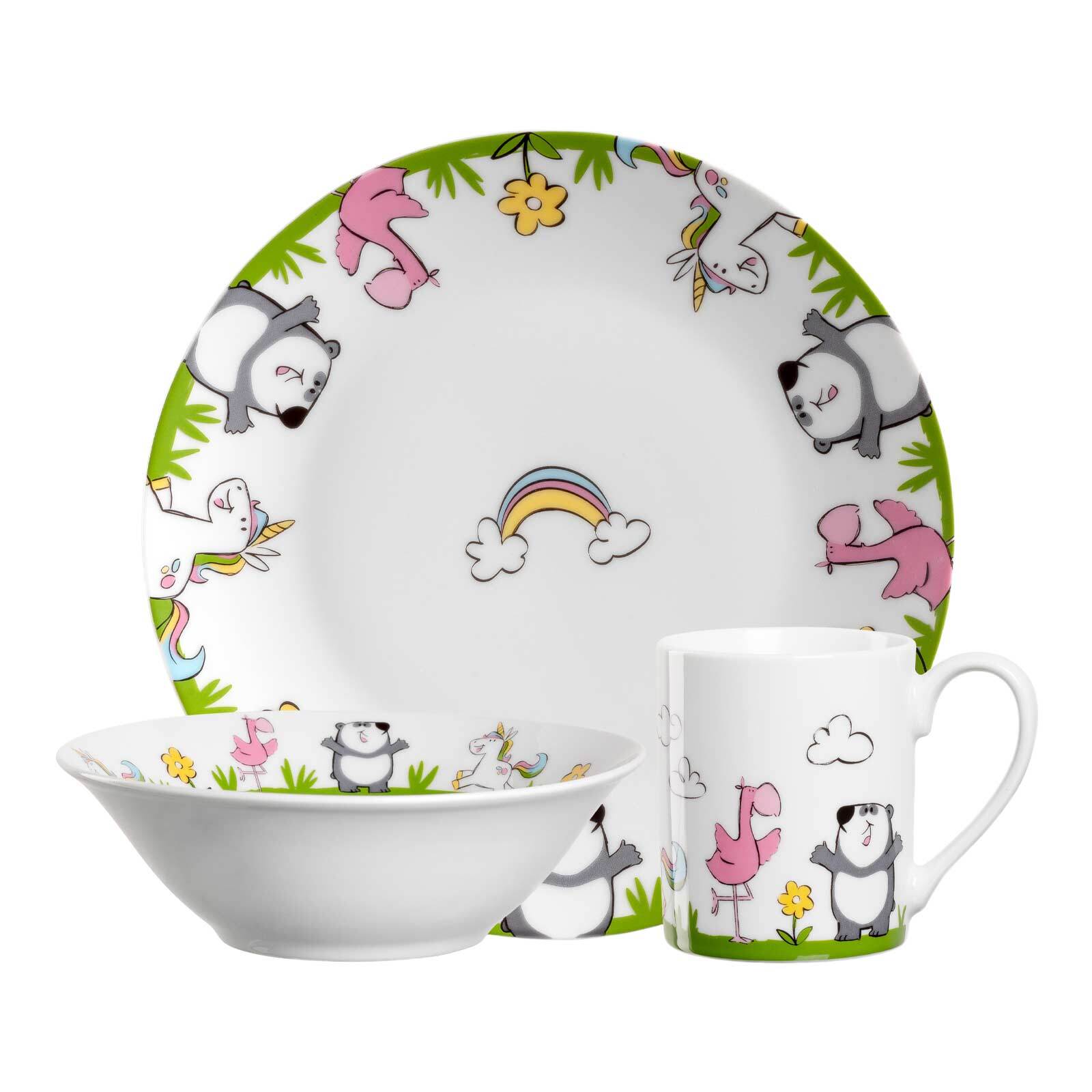 Leonardo Kindergeschirr Set Einhorn / Panda / Flamingo Bambini