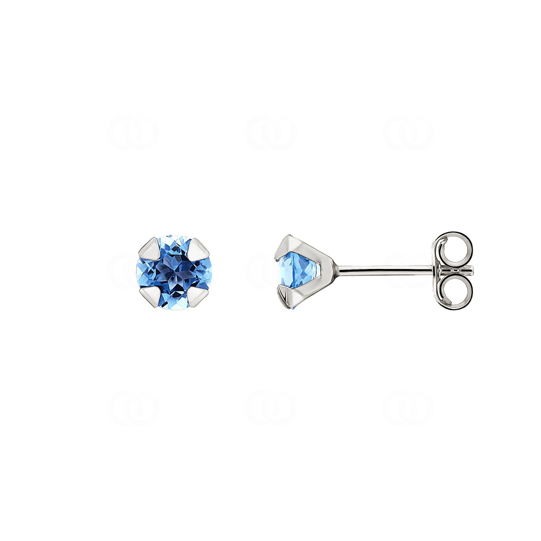 Ohrstecker 750/18 K Weissgold mit Blautopas Ø 5mm