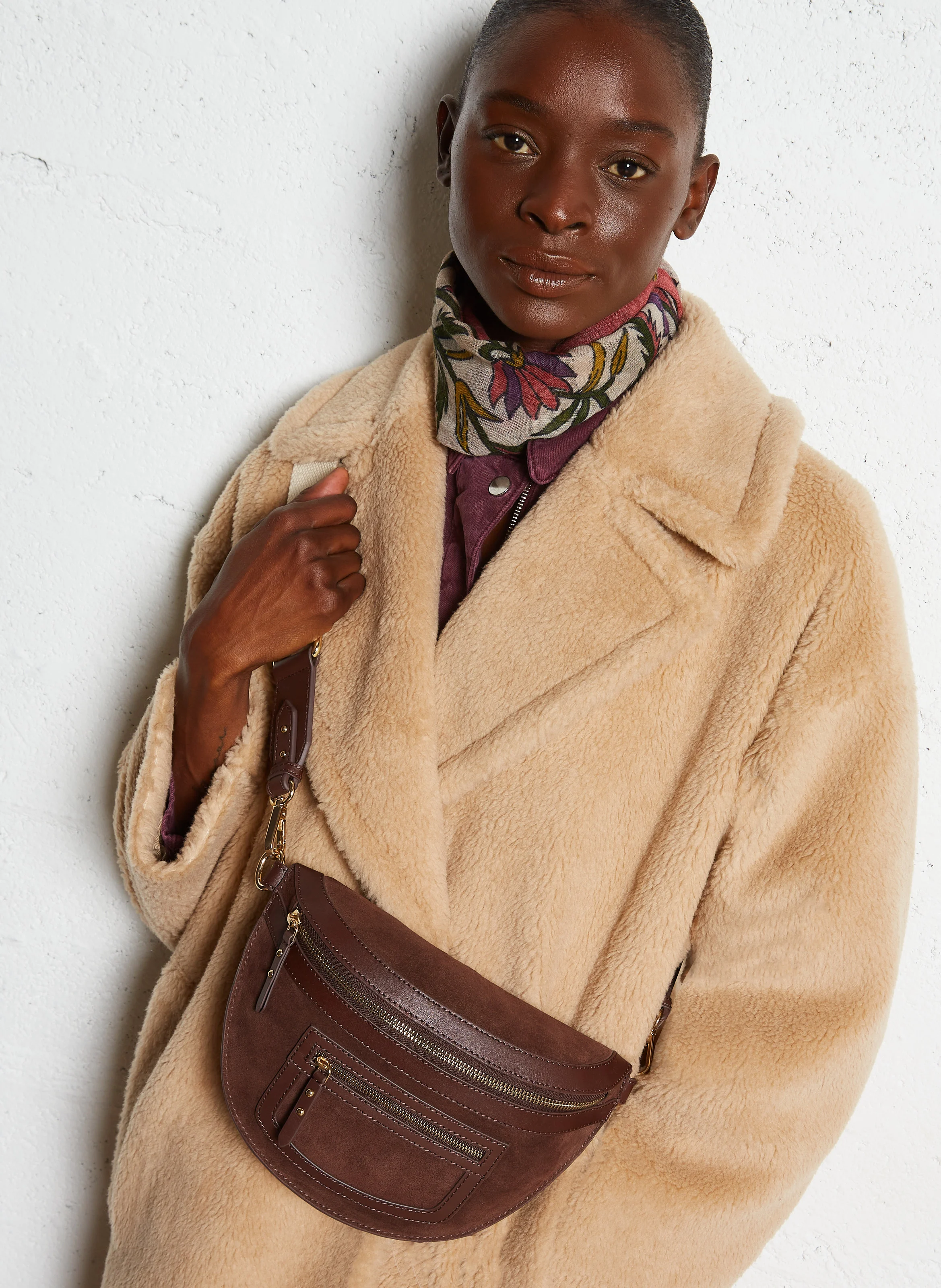 SANA - Sac banane en cuir | Marron