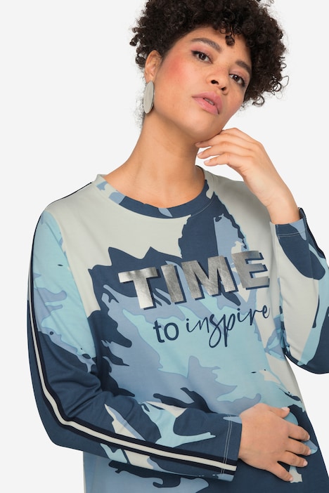 Sweatshirt, XL-Blüte, Silber-Statement, Langarm