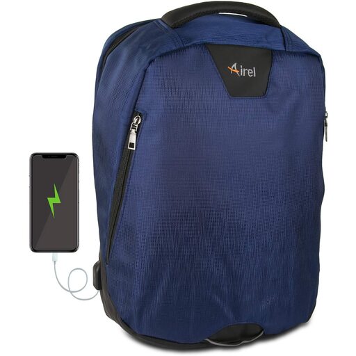 Mochila impermeável para laptop Airel com USB e carregador. Dimensões: 41 x 35 x 15 cm / 15,6 polegadas
