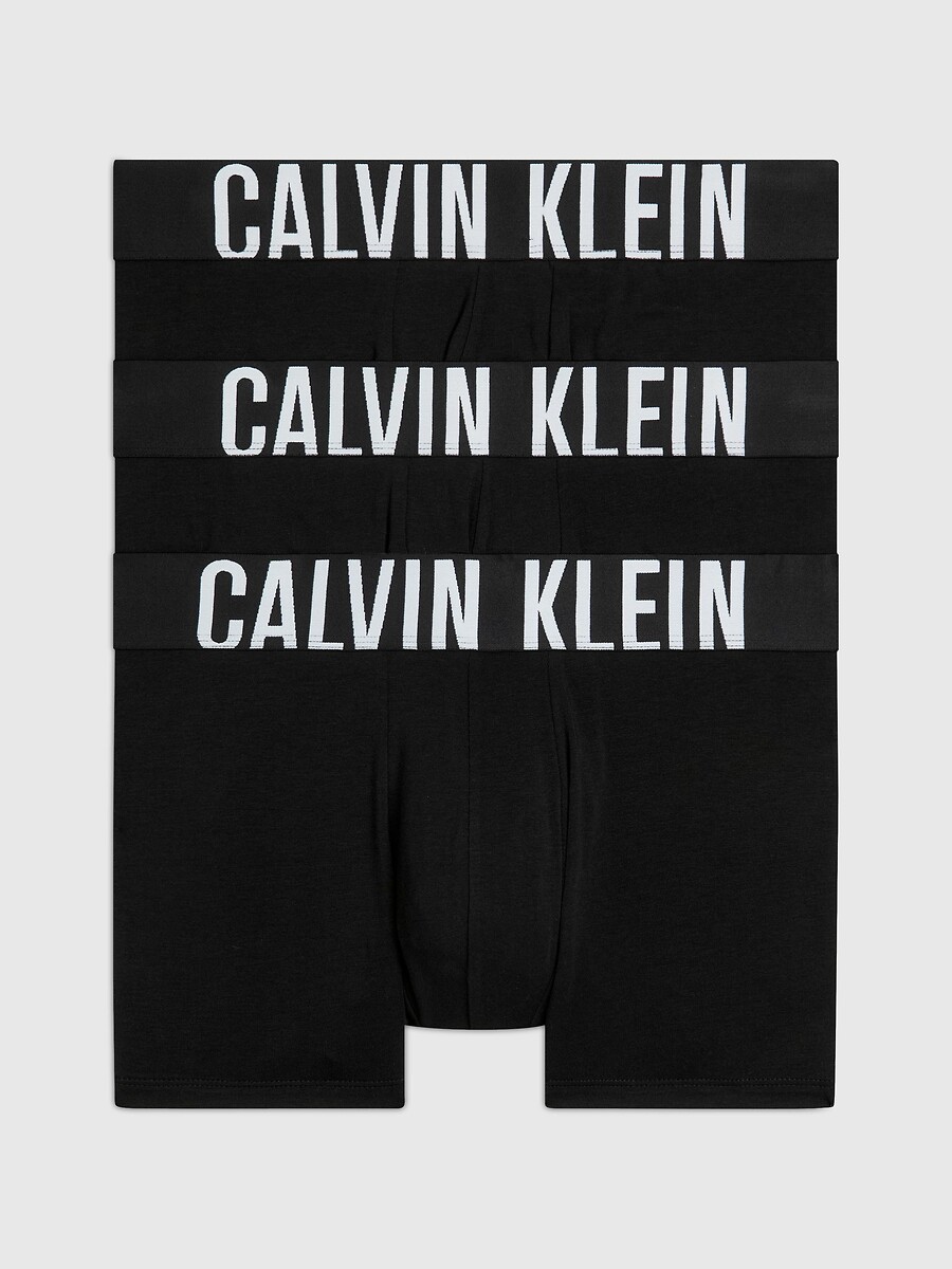 CALVIN KLEIN ROUPA ÍNTIMA<br>Conjunto de 3 cuecas boxer longas e lisas
