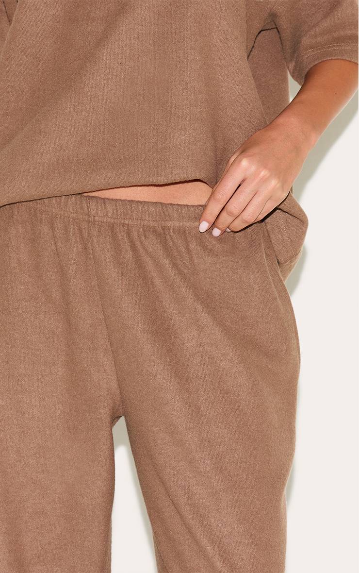 Deep Taupe Joggers À Jambes Larges Toucher Doux