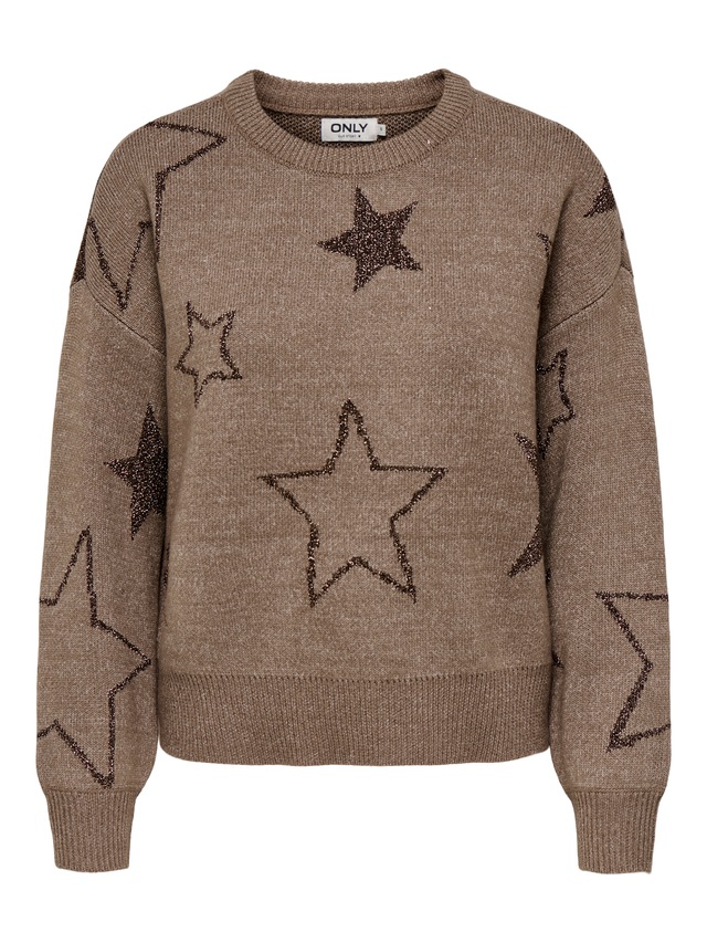 ONLY Rundhalspullover »ONLROSIE LS O-NECK GLITTER KNT«