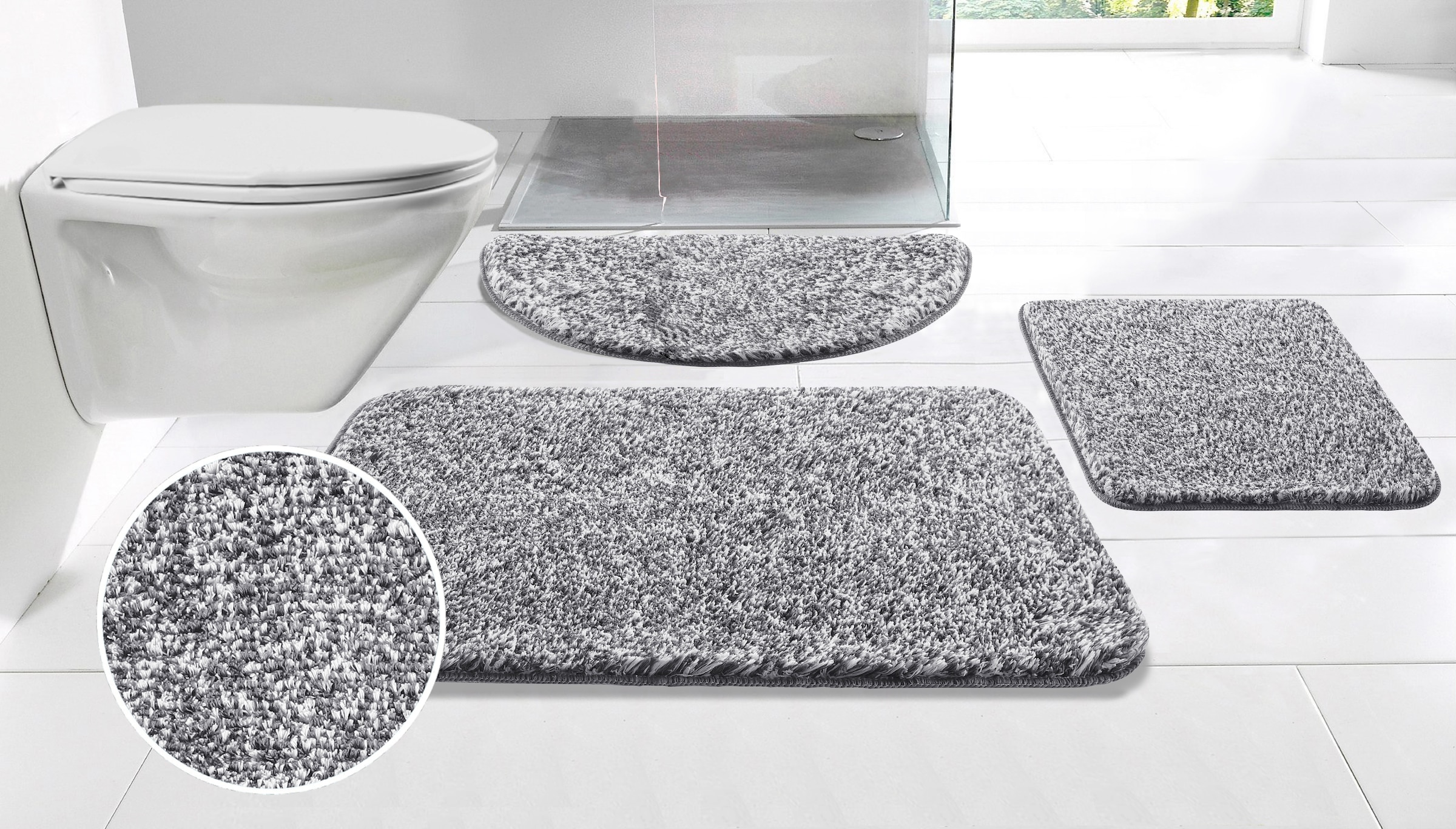 my home Badematte »Vanessa meliert, Badvorleger, Badezimmer Teppich, Duschvorleger« Höhe 20 mm rutschhemmend beschichtet strapazierfähig Badteppich, weiche Haptik, unifarben