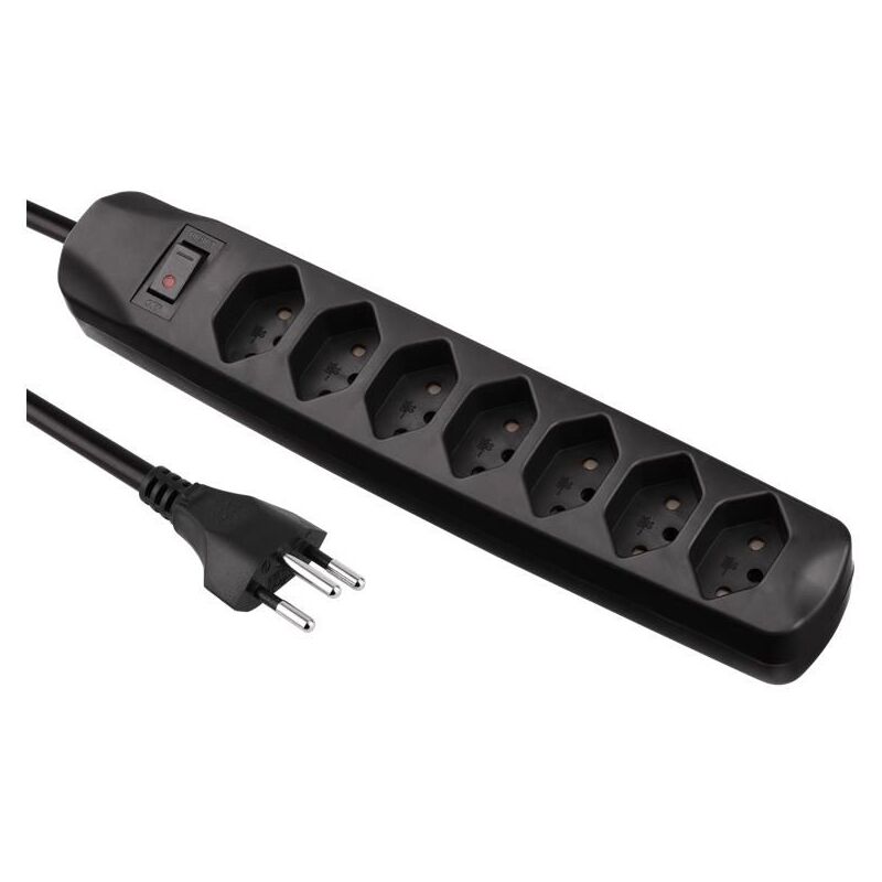 S-Electro Steckdosenleiste, 7x T13, schwarz, 1.5 m