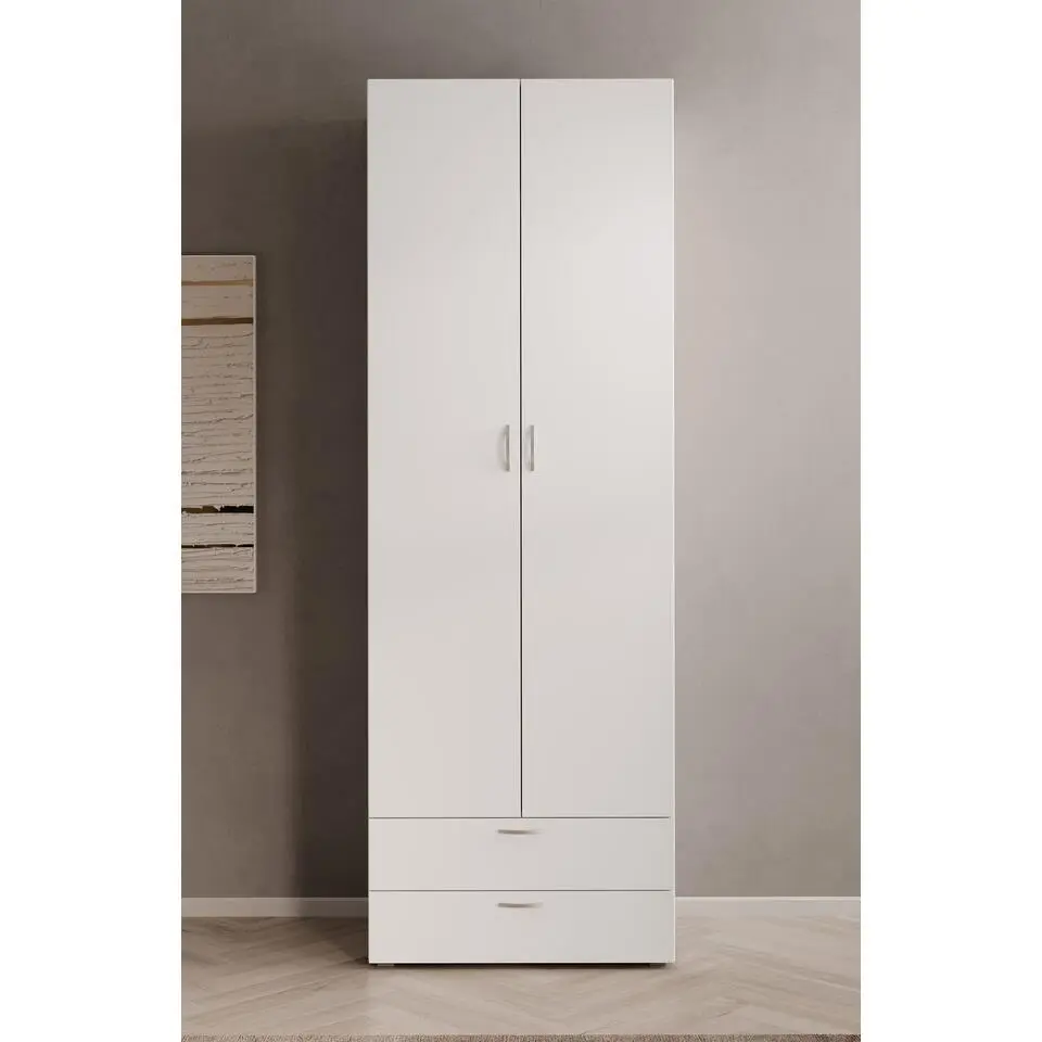 Meubella - Kledingkast Bernd - Wit - 74 cm - Met lades