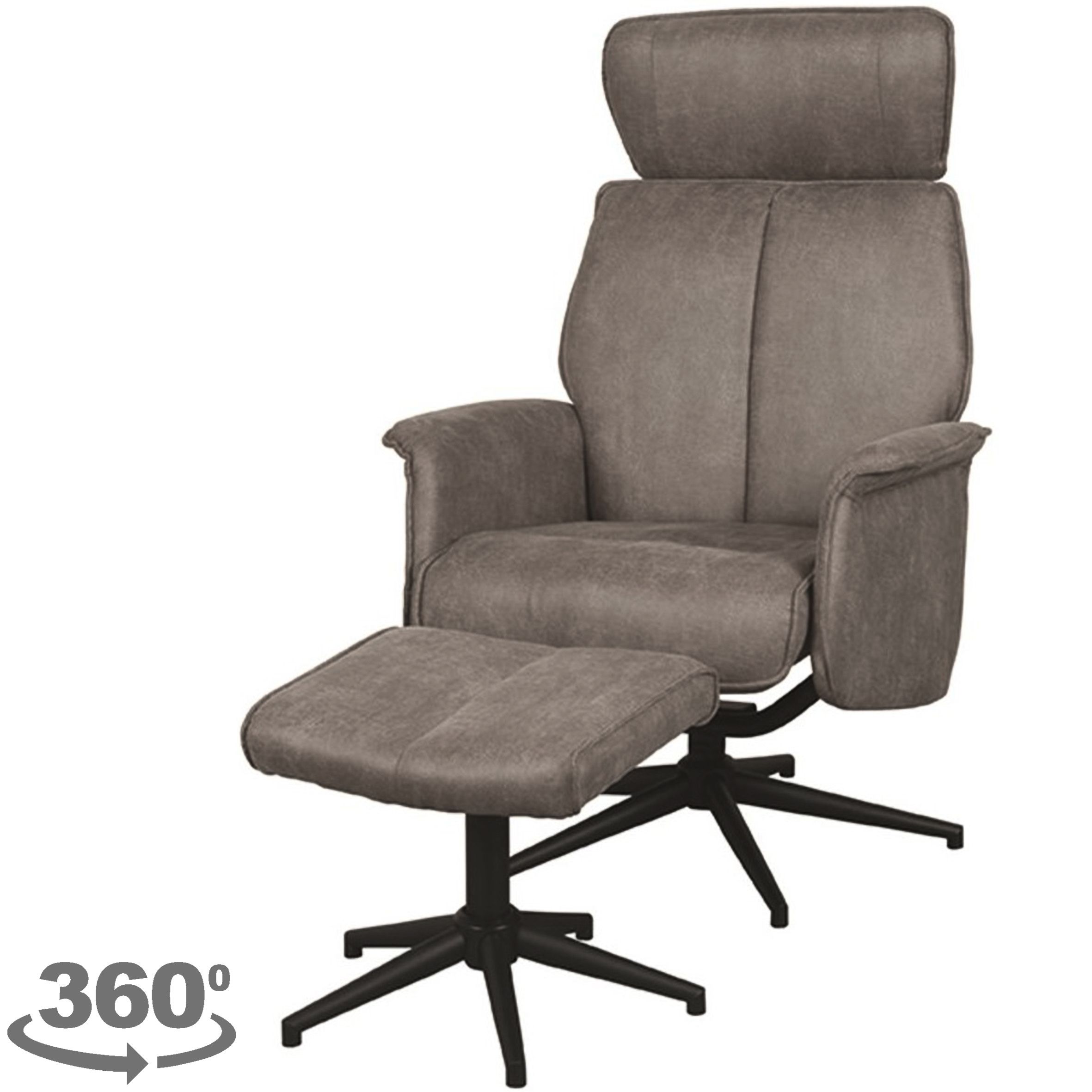 Relaxfauteuil met hocker Taupe Micro Suede CH-73.020 Verdal B77 x D79 x H109 cm