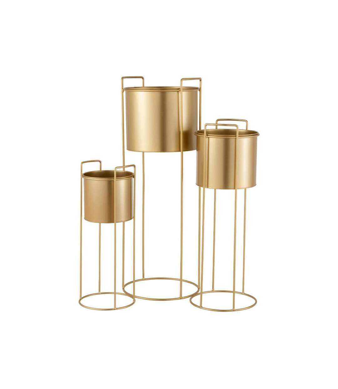 Paris Prix - Lot De 3 Cache-pots Sur Pied métal 80cm Or
