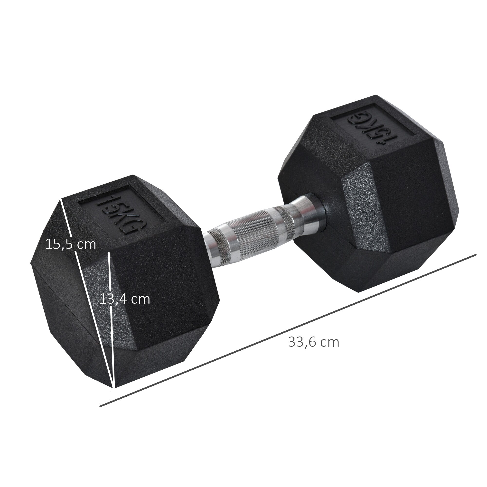 HOMCOM Kurzhantel mit 15 kg schwarz, silber 15,5B x 15,5T x 10,4H cm