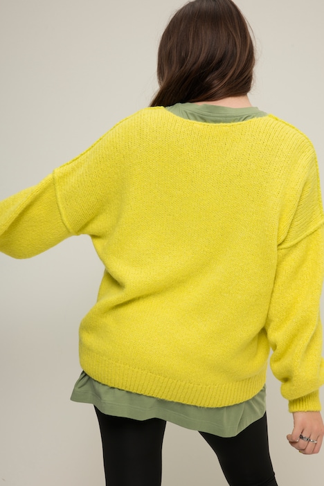 Pullover, V-Ausschnitt, weiter Langarm, oversized
