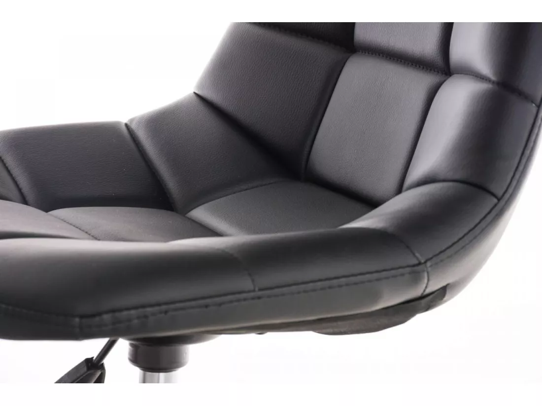 Chaise de bureau - Similicuir & Métal chromé - Noir - Emil