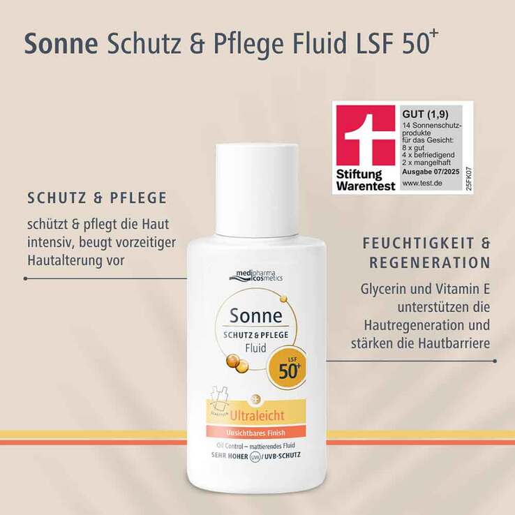 Sonne Schutz & Pflege Fluid ultraleicht LSF 50 + , 50 ml