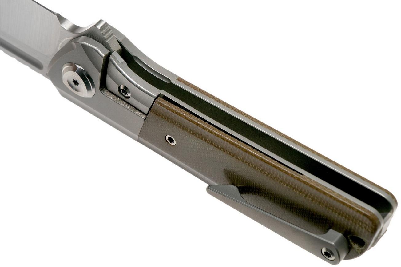 Liong Mah Lanny V2, Green Canvas Micarta, Satin M390 zakmes