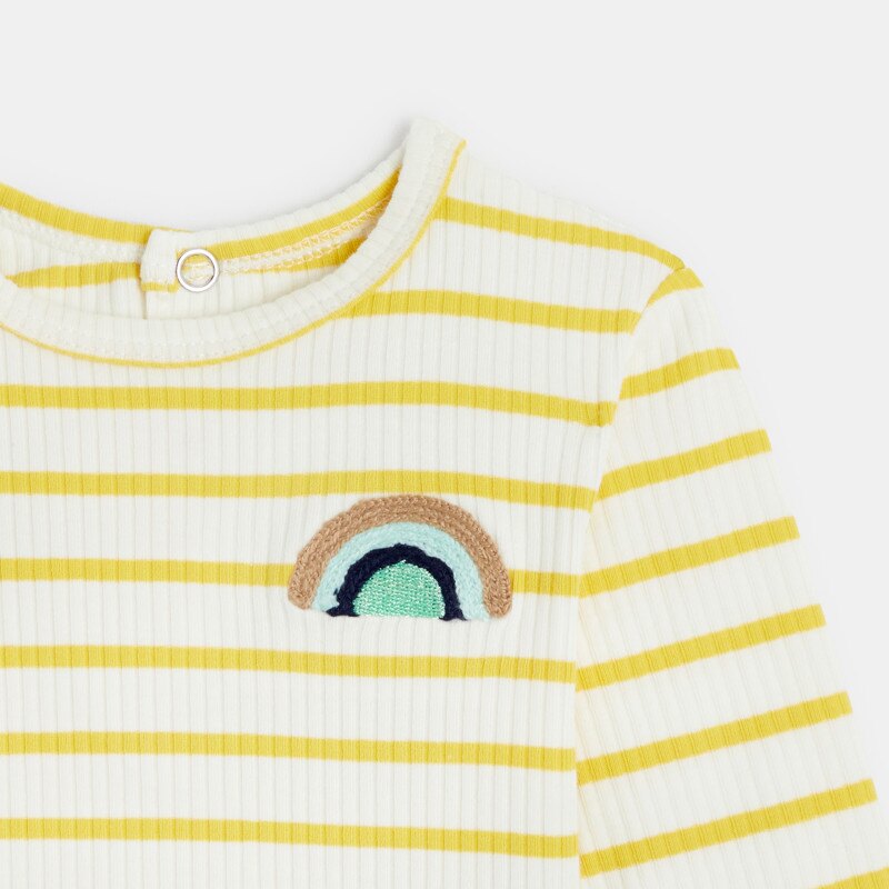 T-shirt bébé rayé jaune/écru Catimini Jaune