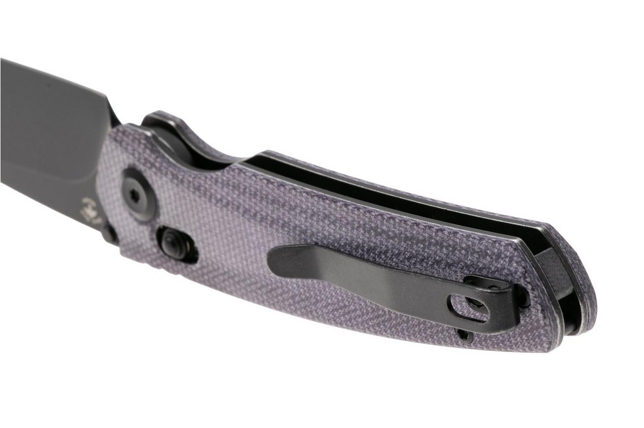 Tenable Knives Raven T2109V7 Blackwashed 14C28N, Purple Micarta, zakmes, Black Bird Blades design