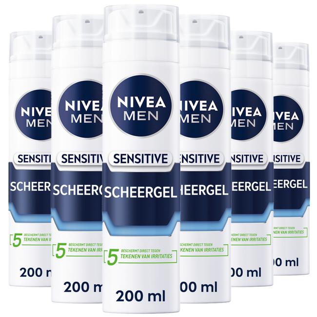 NIVEA MEN Sensitive Scheergel 200 ML 6 stuks