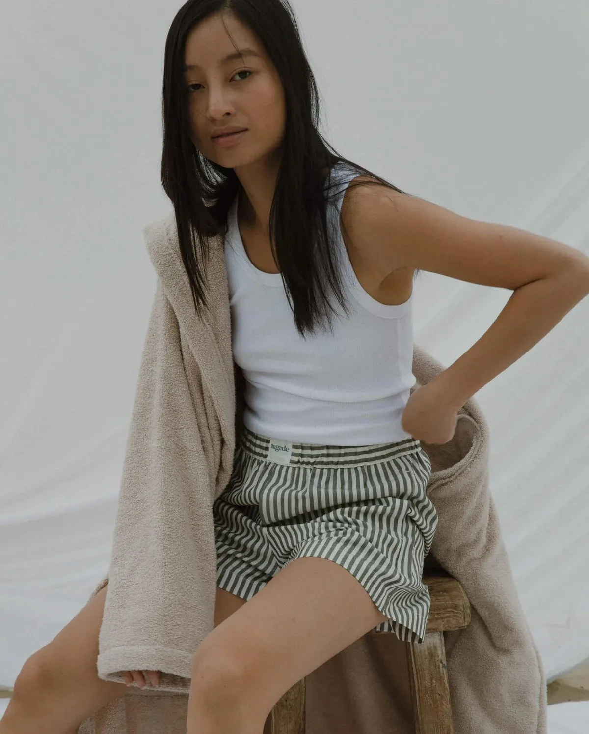 Short de pyjama rayé en tencel Angarde