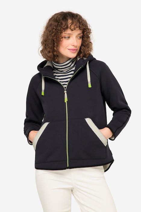 Hoodie-Jacke, Sweat, Teddy-Innenseite, Kapuze, Raglan-Langarm