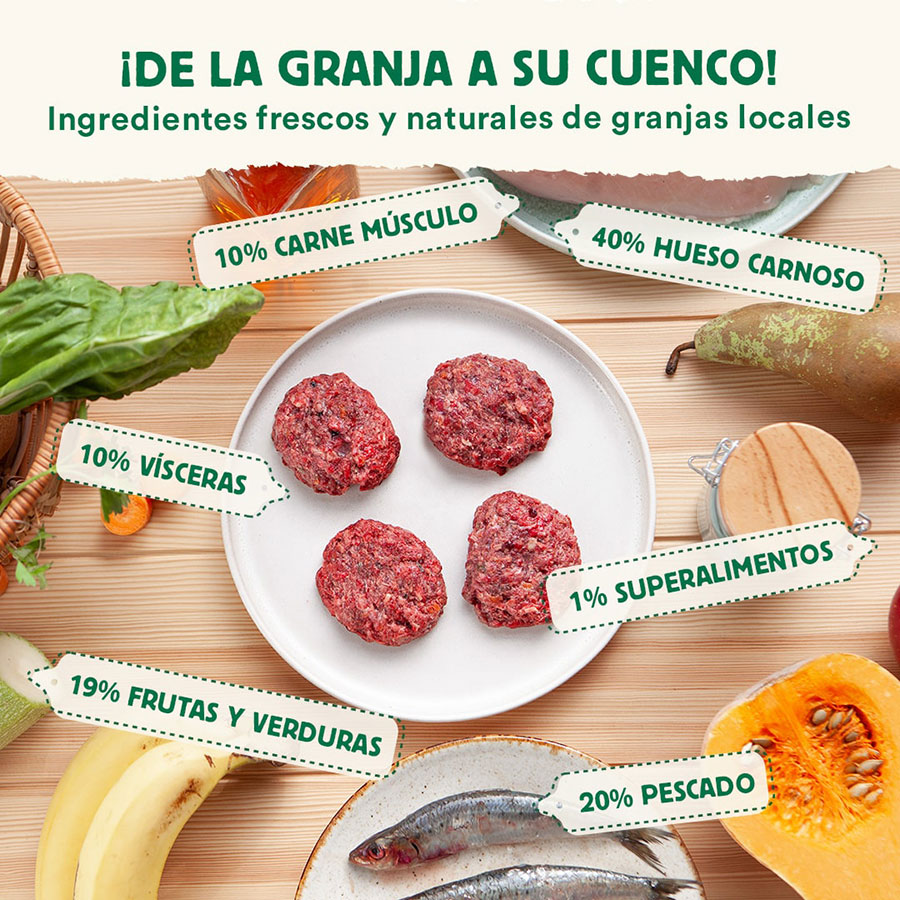 Wild Balance oferece menus BARF completos com sabor de anchova, sardinha e peru para cães.