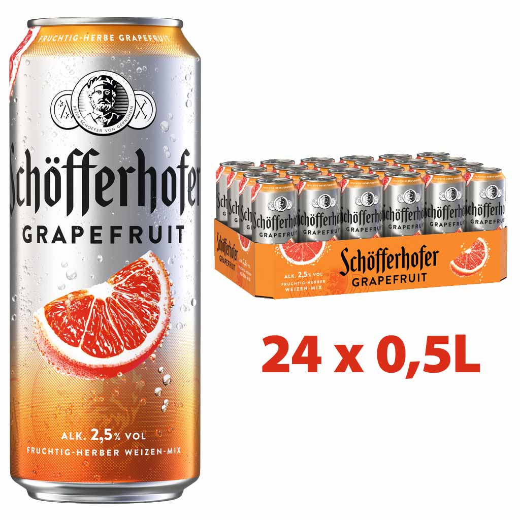 24x Schöfferhofer Weizen-Mix Grapefruit 0,5L Dosen = 12 L MHD:30.7.25