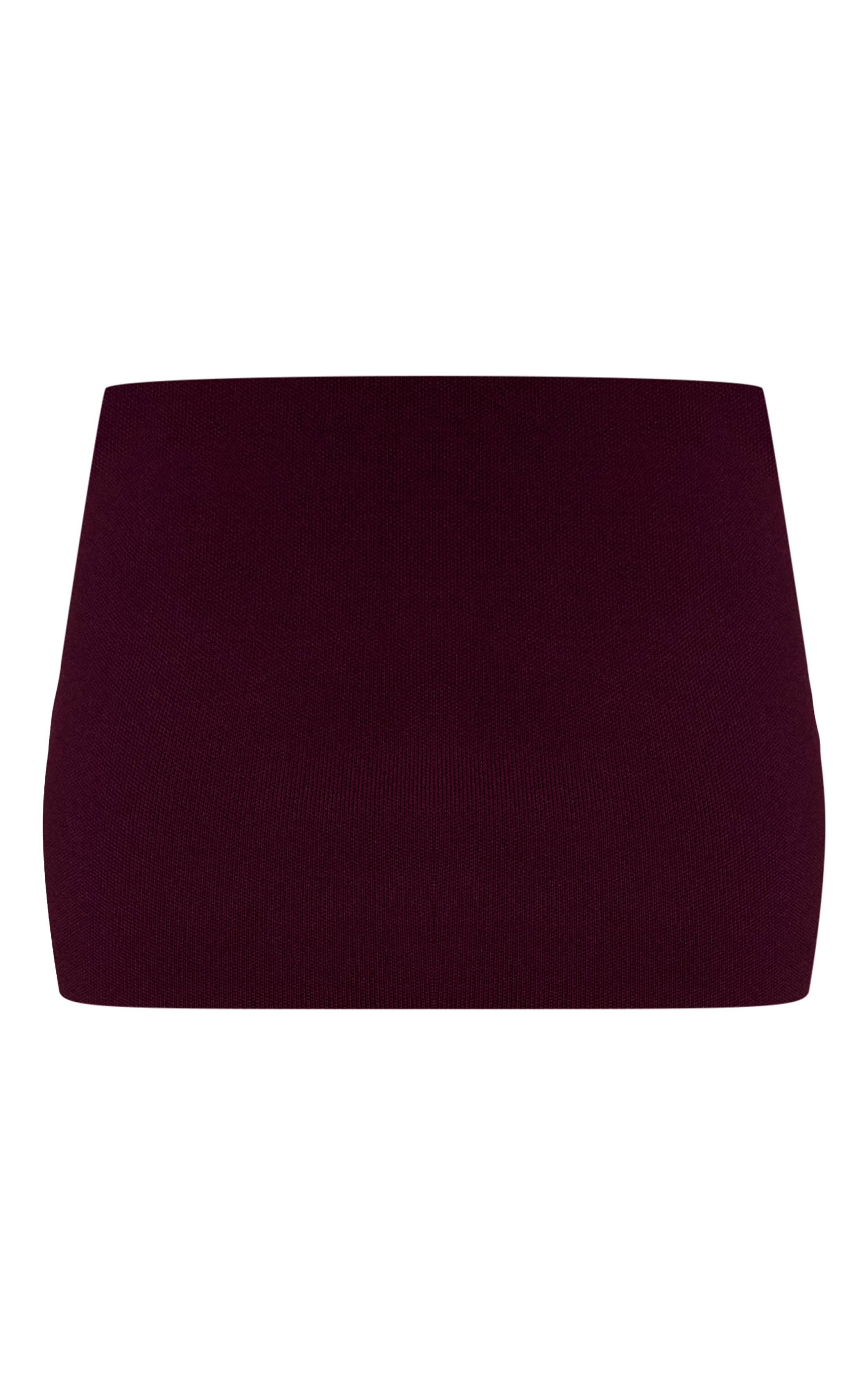 Rouge Bordeaux Mini-jupe En Maille Compacte