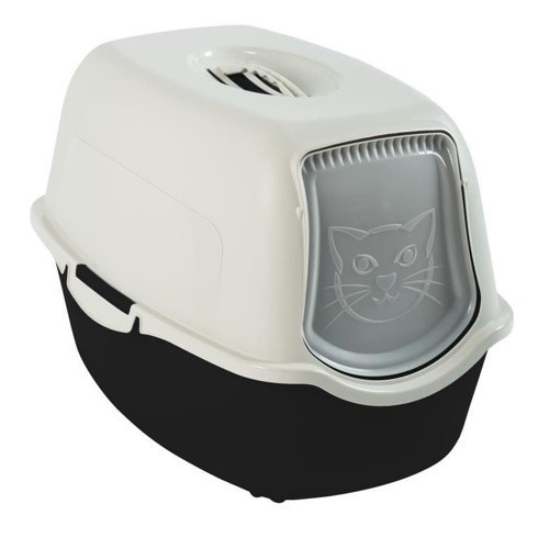 Caixa de areia para gatos Cstore, feita com PP reciclado, nas cores preto e branco.