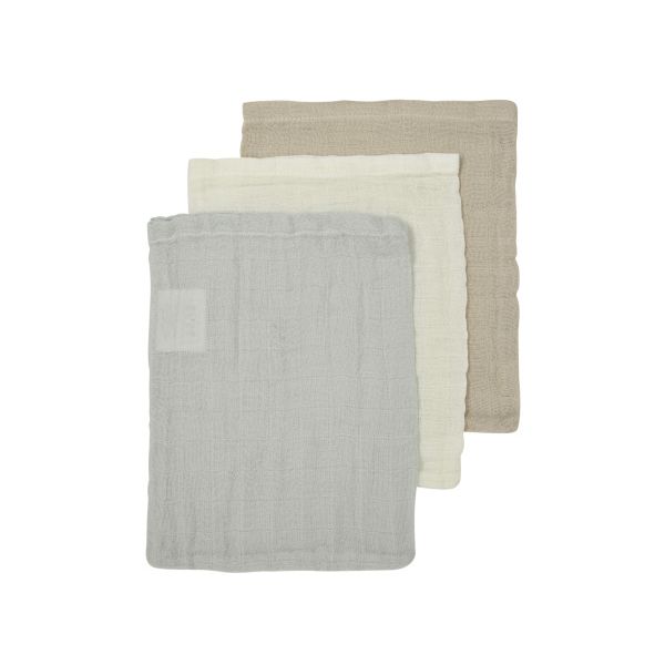 Meyco Washandjes - Uni - Offwhite / Light Grey / Sand - 3 Stuks