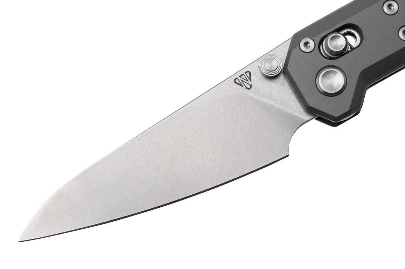 NOC Knives Dark Feather MT-2703 Stonewashed M390, Grey Titanium, zakmes