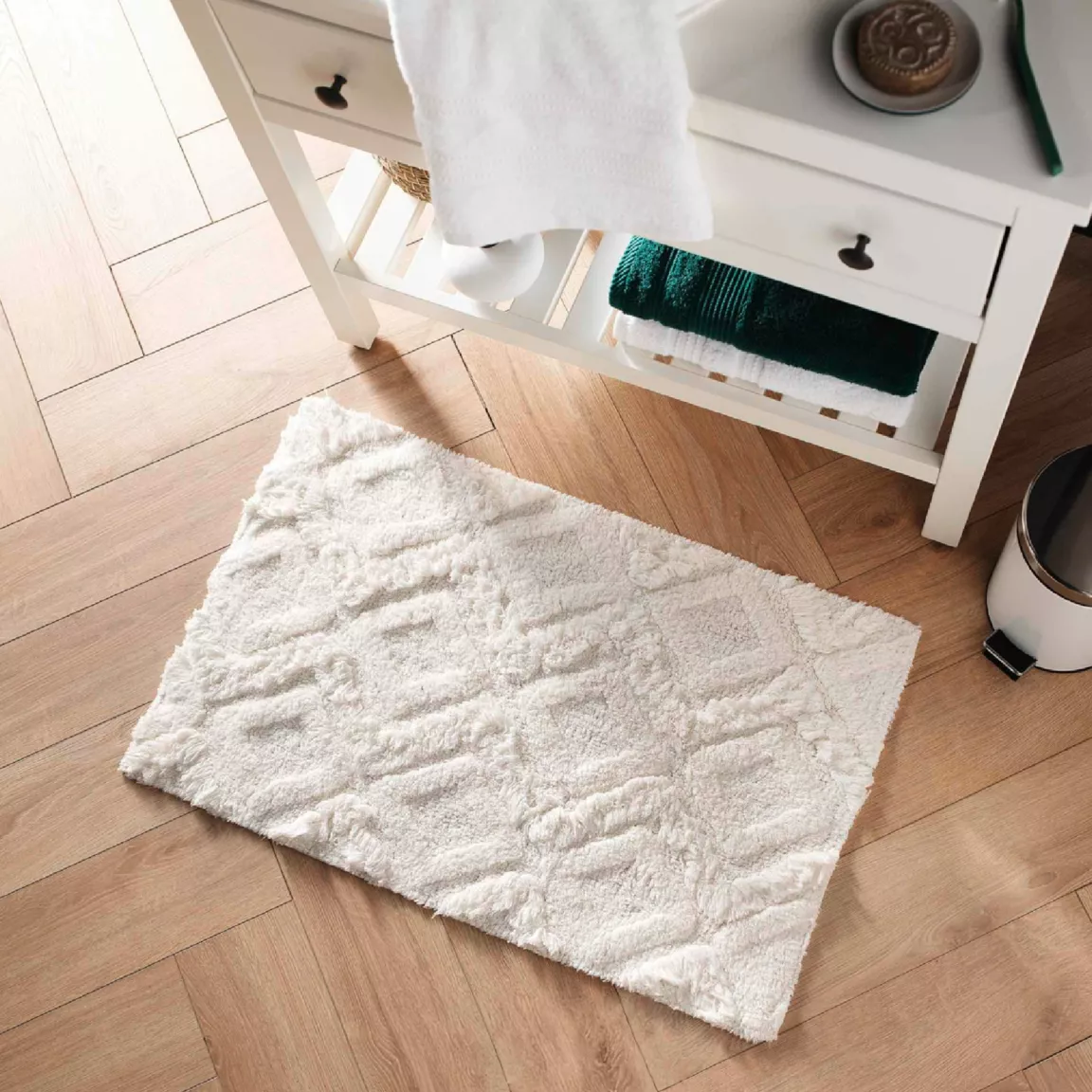 Tapis de bain coton (50 x 80 cm) Ikatis Blanc