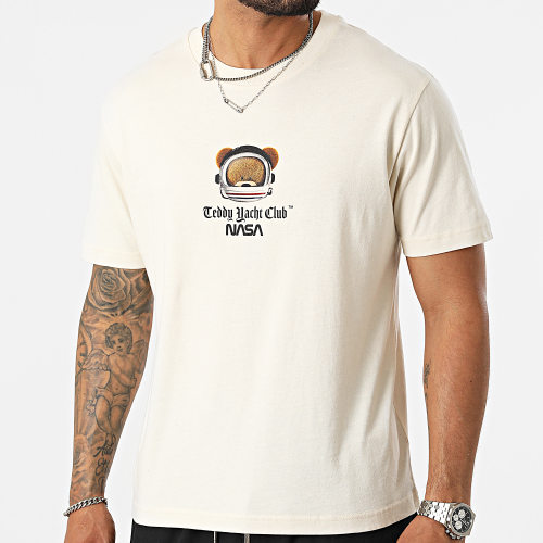 Collab NASA Tee Shirt Oversize Space Teddy Moon Beige