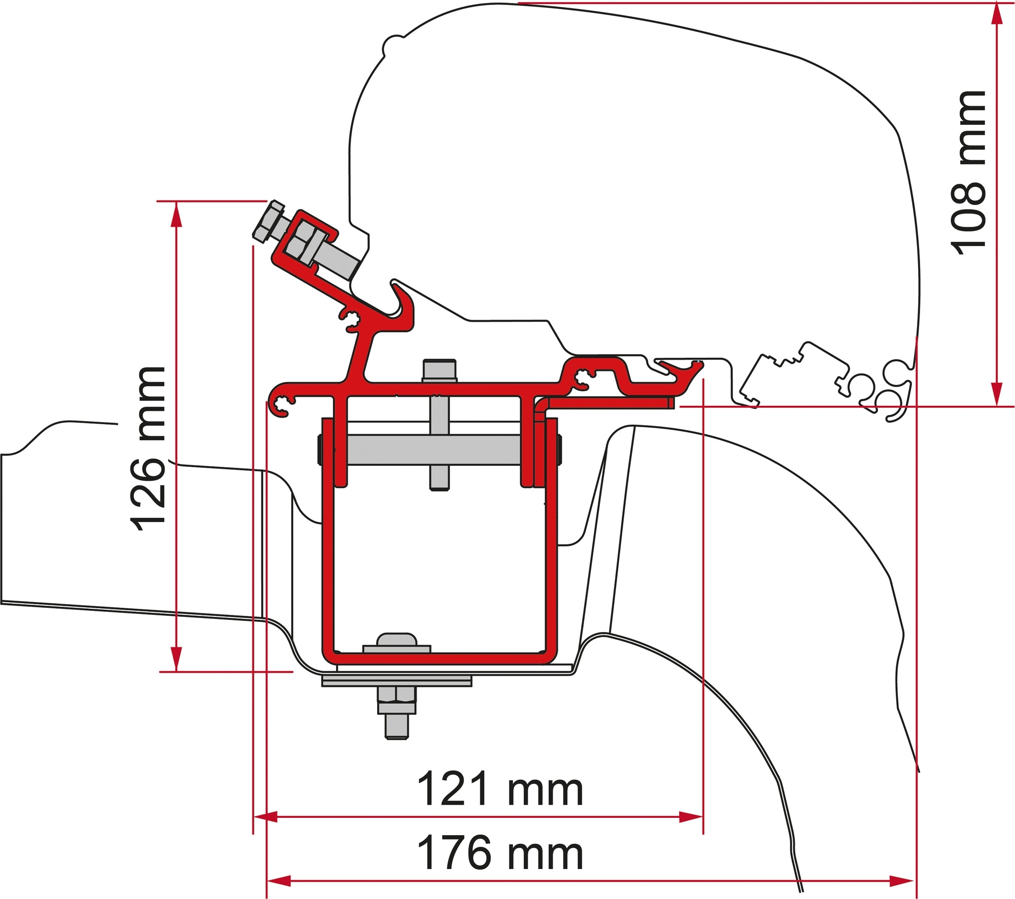 Fiamma KIT VW Crafter/Man L3/H3 ab 2017,ohne Roof Rail,2H.20cm,1.H32cm