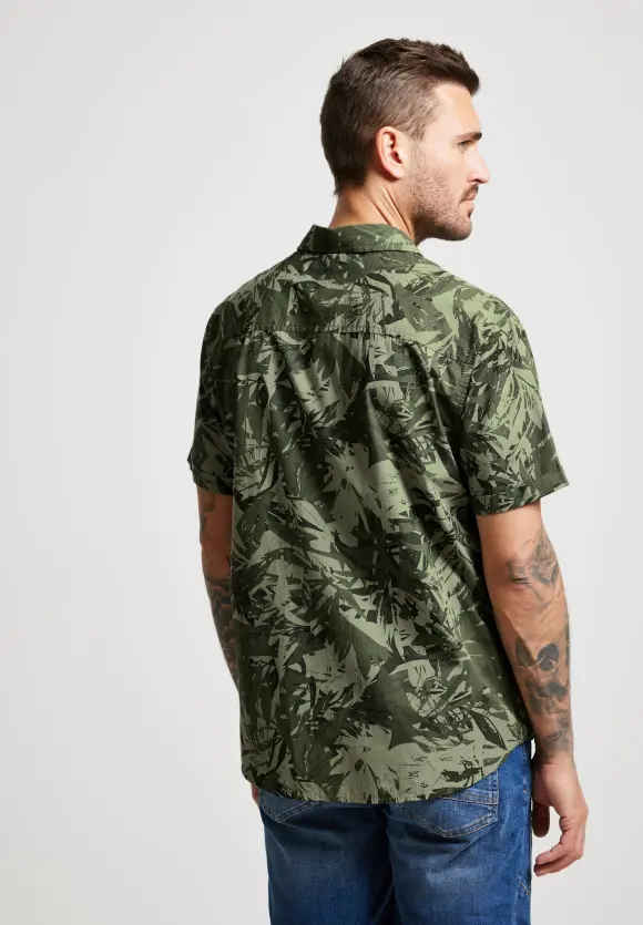 Bedrucktes Resort Hemd - oregano green