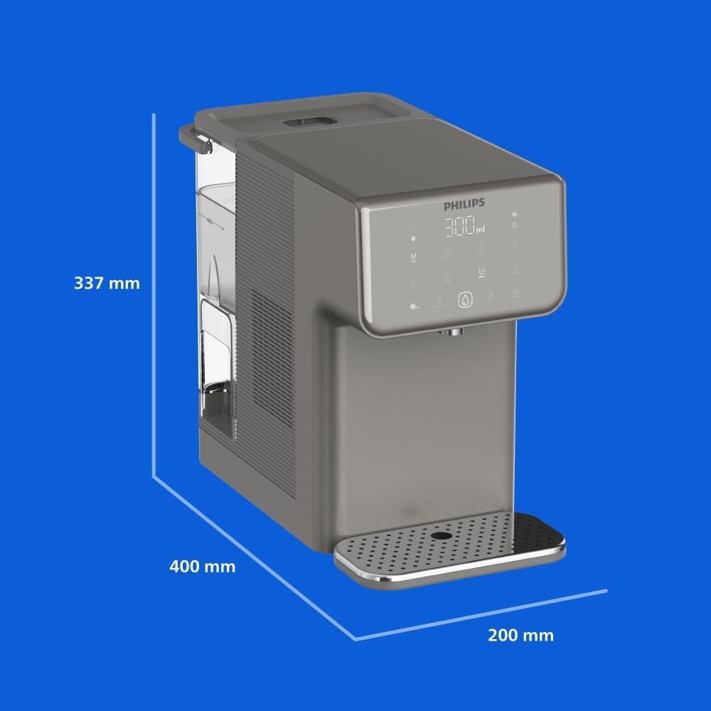 Philips Water Station – Heiß- & Kaltwasserspender mit Filter, 7 Temperatureinstellungen & 5 Volumenvoreinstellungen, 2,8L Fassungsvermögen, Anticalc+ Filter entfernt Chlor, Kalk, Mikroplastik & PFOA