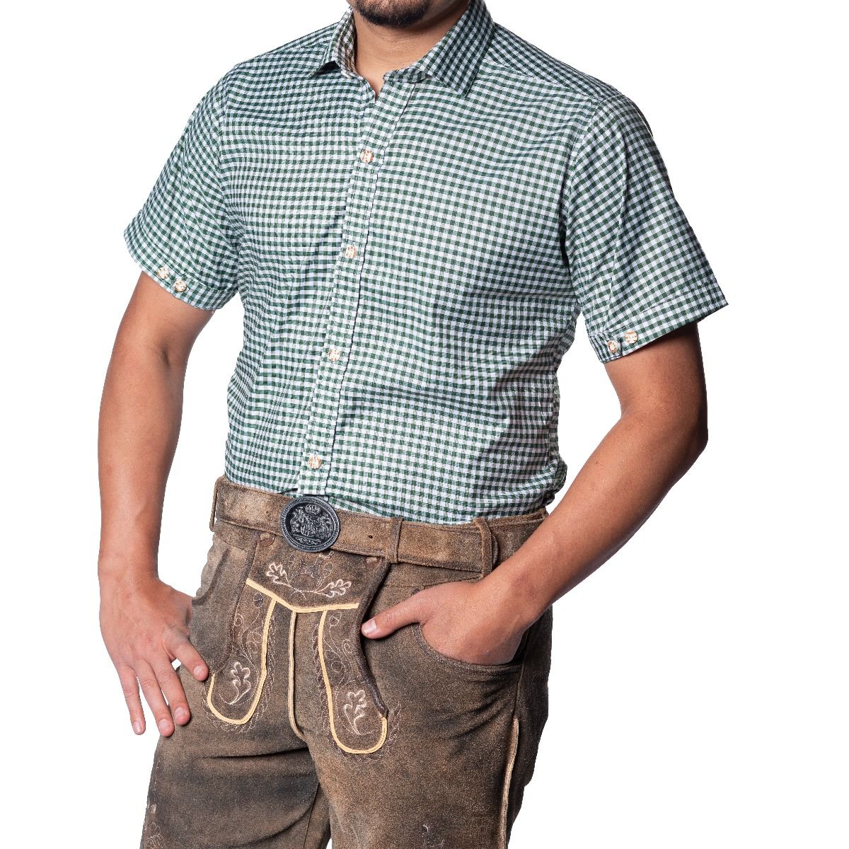 Oktoberfest Blouse Groen Heren Korte Mouw