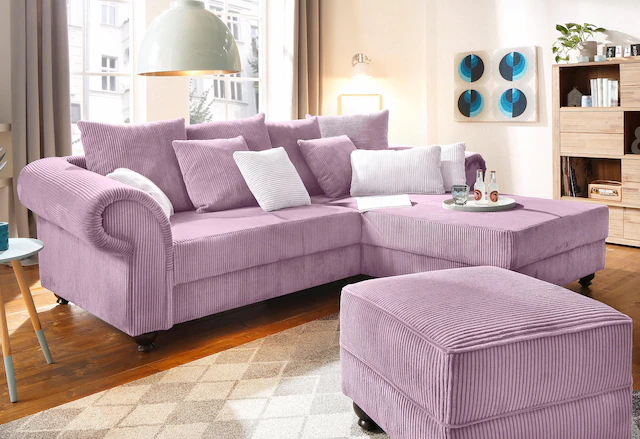 Home affaire Ecksofa »King George King Henry, Mega Sofa, Breite 260cm, L-Form« mit Federkern, in legerer Polsterung und vielen Kissen