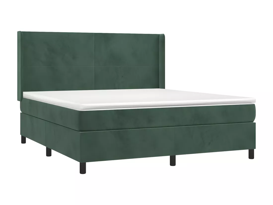 Sommier tapissier matelas et LED Vert foncé 160x200 cm Velours