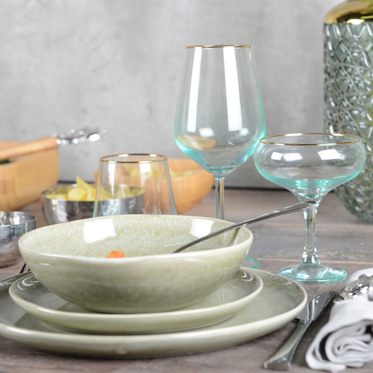 Assiette a dessert verte 20.6cm par boite de - 6