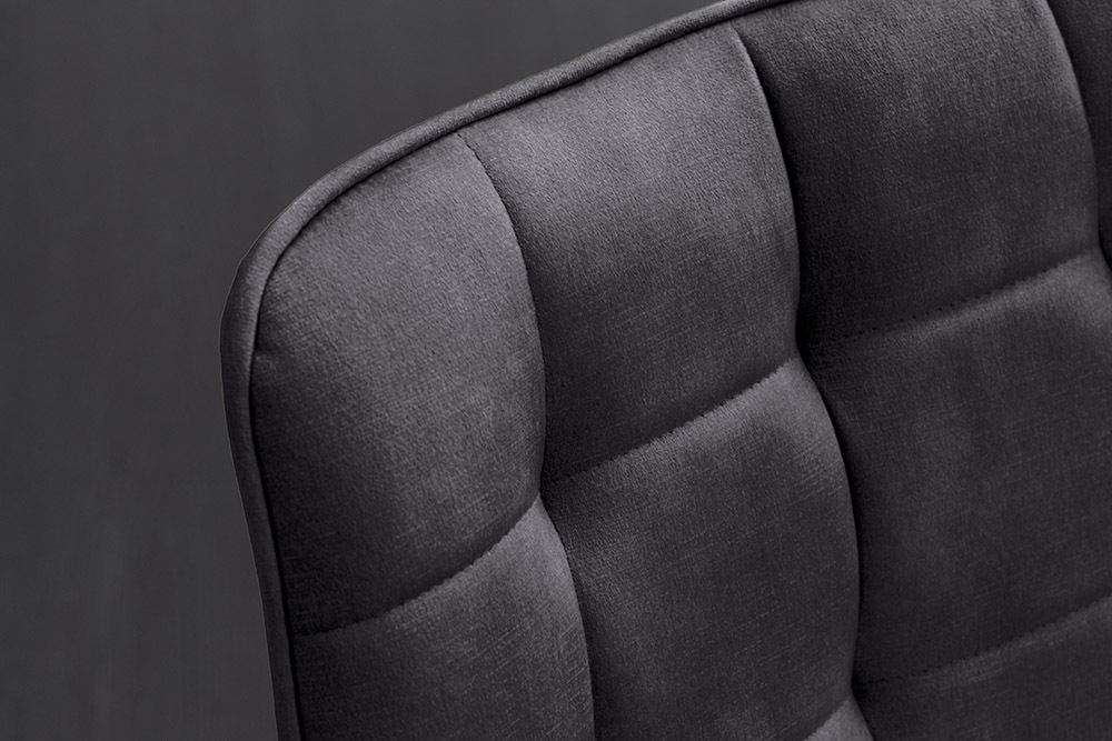 Design Stuhl ROADSTAR grau Samt schwarze Metallbeine