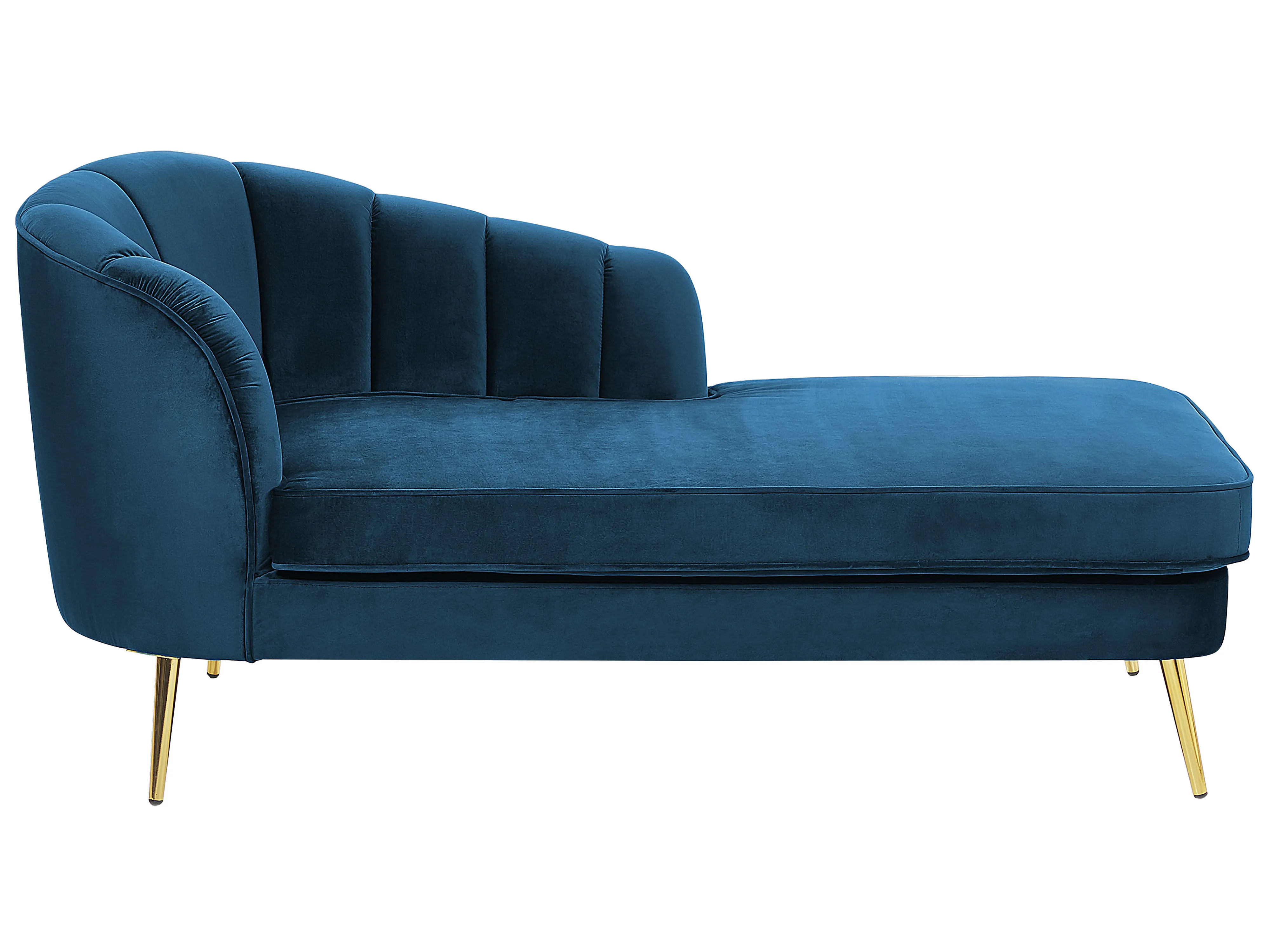Linkszijdige chaise longue ALLIER Fluweel Marineblauw
