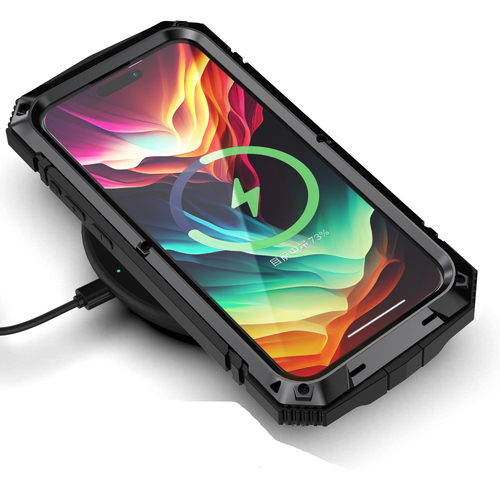 iPhone 15 Pro Hybrid Hardcase Hülle   Kickstand Aufsteller - Schwarz