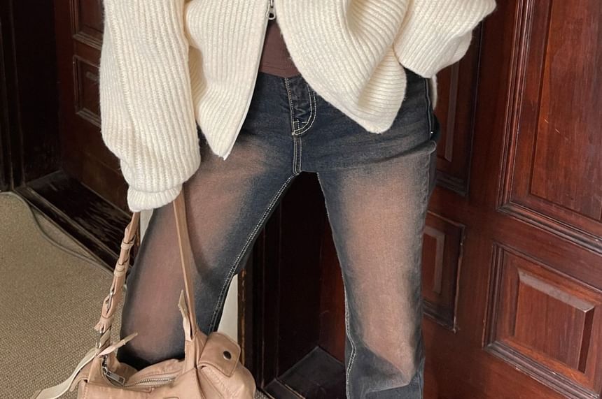 SeoulPop - Unisex ronde hals effen vest met rits en losse pasvorm