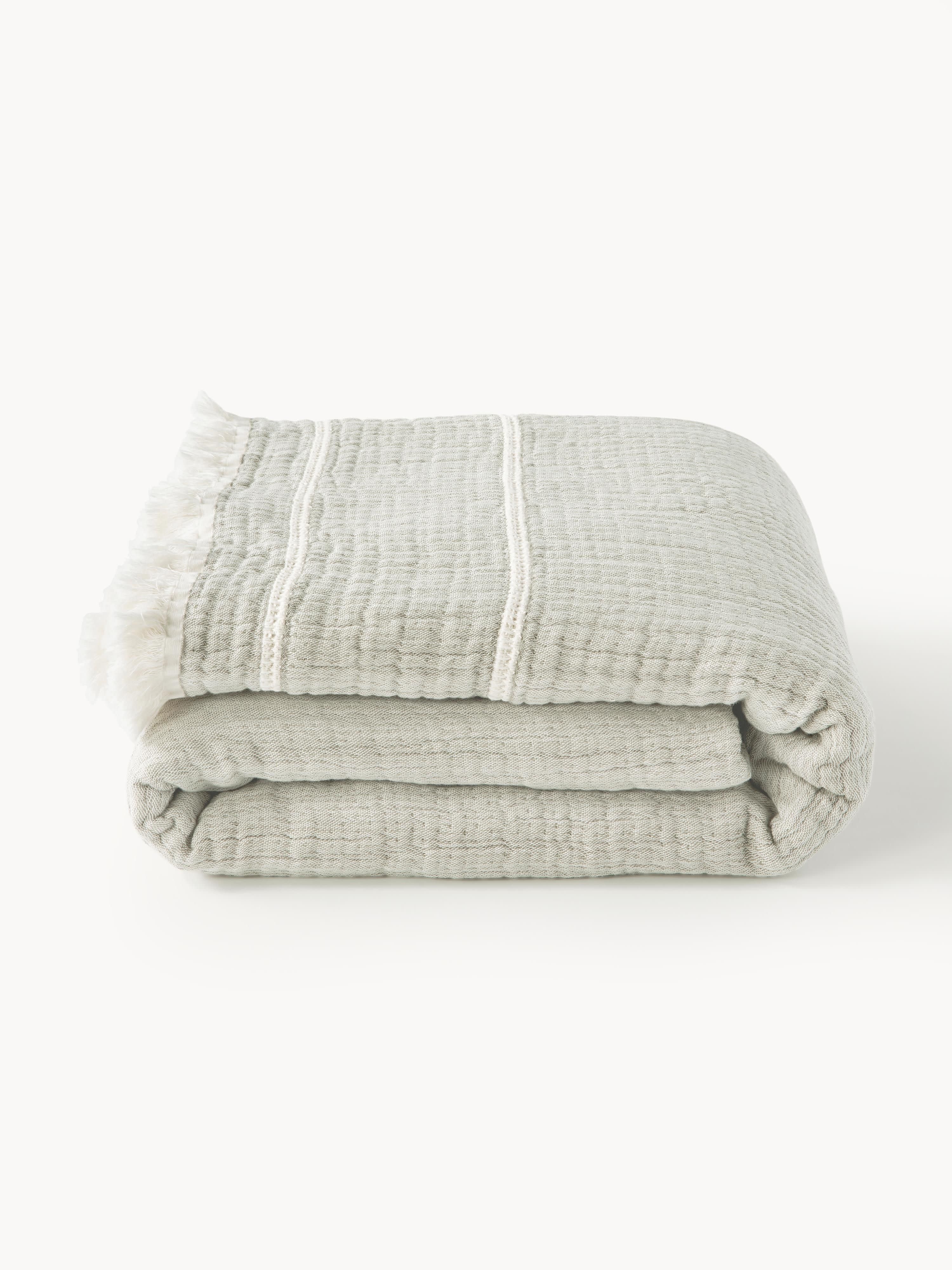 Katoenen bedsprei Kailani met franjes