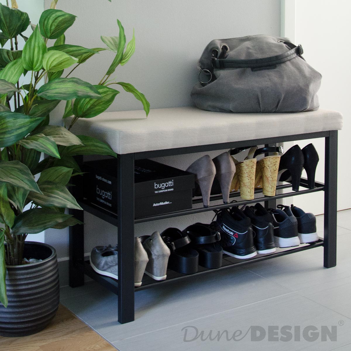 Schuhregal offener Schuhschrank 2 Böden stabile Sitzbank Schuhbank Schuhablage