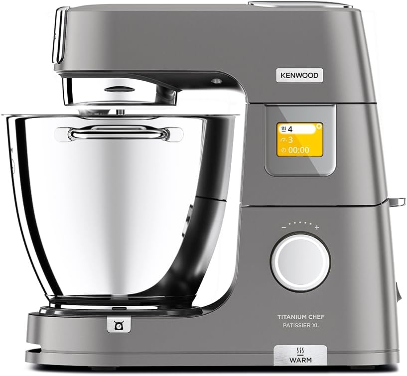 Kenwood KWL90.004.SI Titanium Chef Patissier XL Küchenmaschine, 2 Schüsseln 5L & 7L, 4 Rührelemente, Spritzschutz, Premium-Design