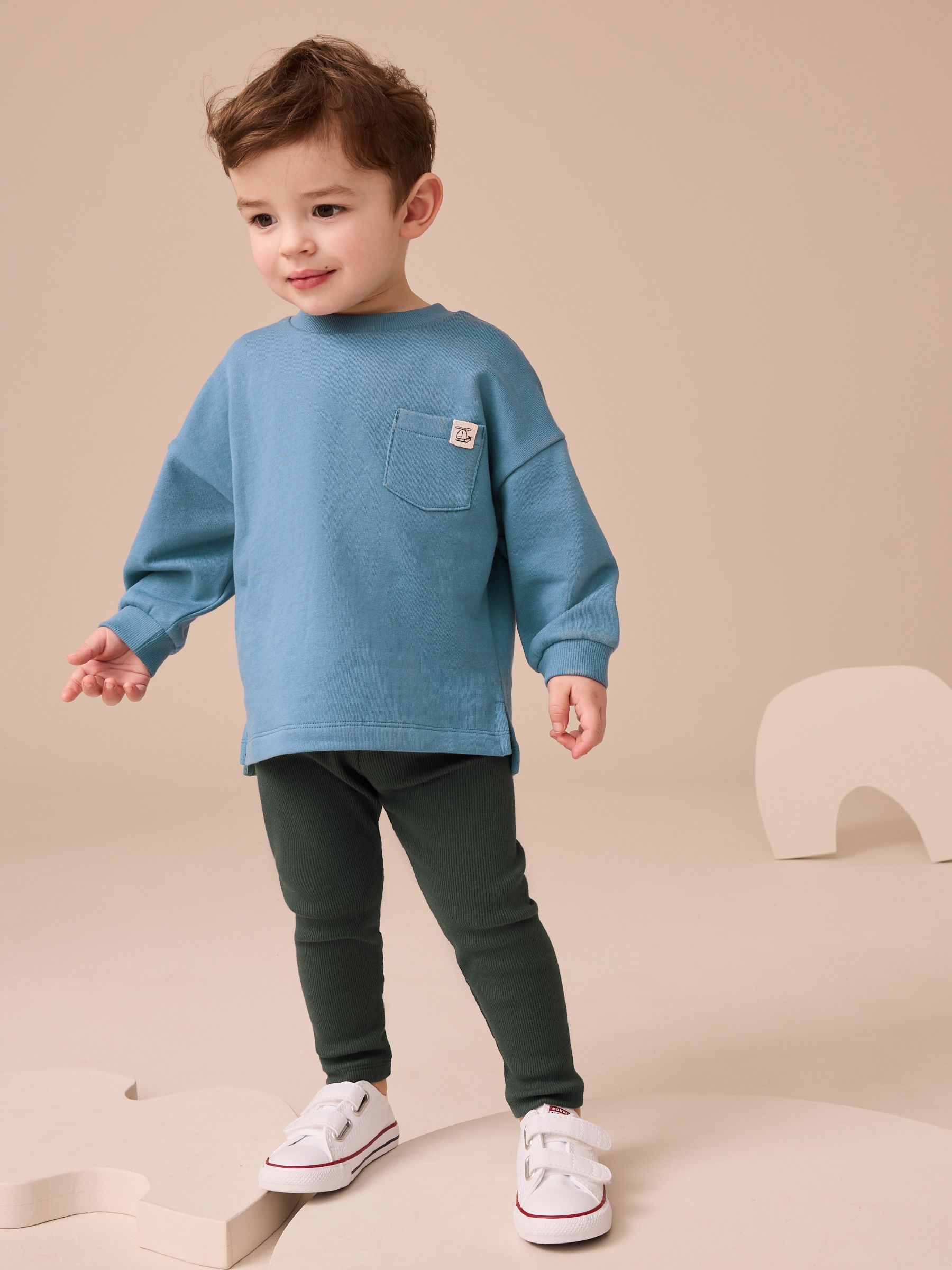 Blauw - Set met top met lange mouwen en legging (3 mnd-7 jr)
