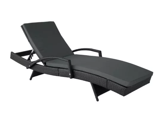 Bain de soleil transat noire 190 x 62 x 74.5 cm 2208057