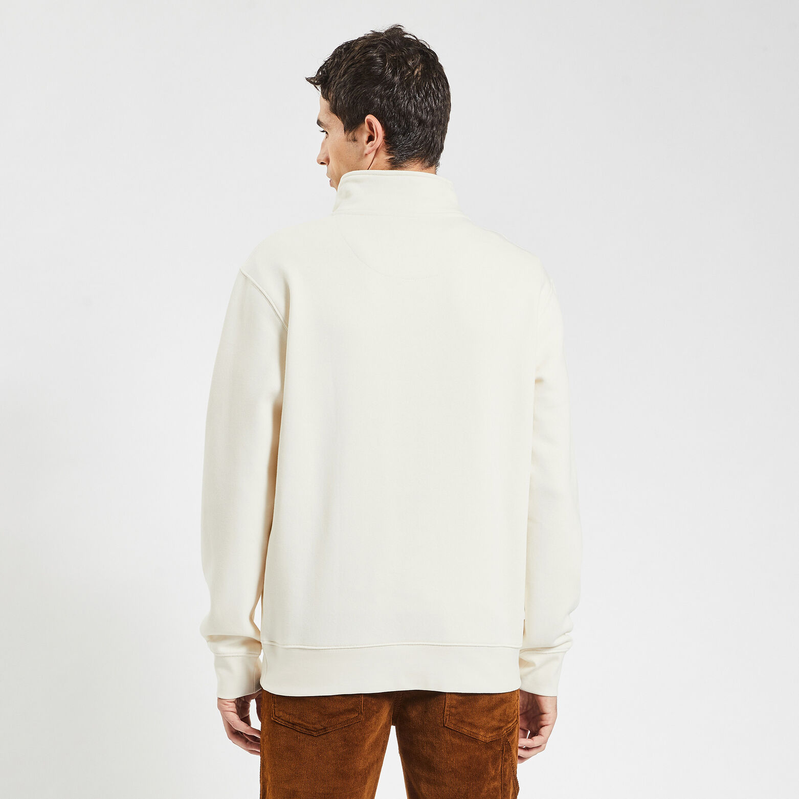 Sweat à col montant zippé Ecru