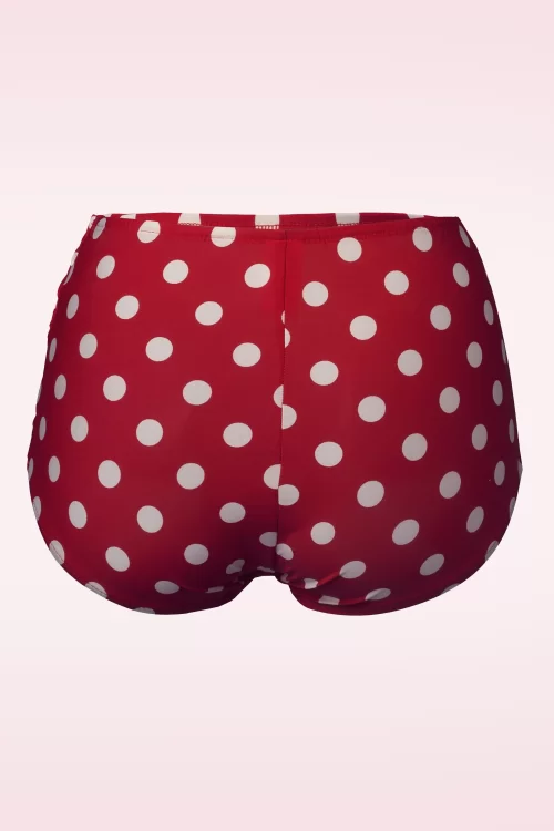 Esther Williams Klassieke Polka-bikinibroek in rood en wit
